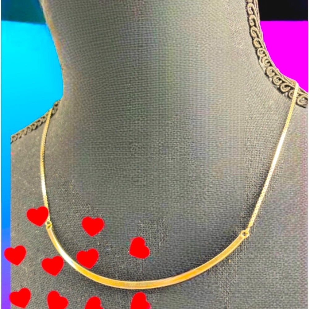 NEW Curved Burnished Bar Necklace, 925 Sterling  Silver, By QVC’s Silver Style